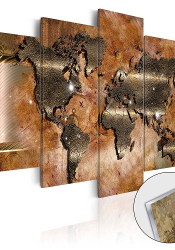 Artgeist Steel Map - Verdenskort trykt p plexiglas, 5-delt - Flere strrelser