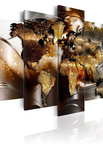 Artgeist Honey Continents - Abstrakt verdenskort trykt p lrred, 5-delt - Flere strrelser