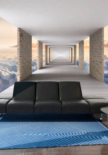 Fototapet fra Artgeist- Skyward Travel, beige og bl print