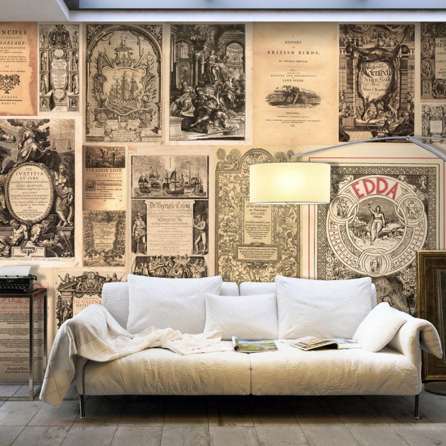ARTGEIST fototapet XXL - Vintage Books, brunt print (280x500)