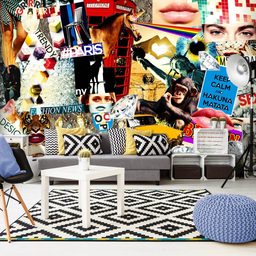 ARTGEIST fototapet XXL - Scraps of Modernity, multifarvet print (280x500)