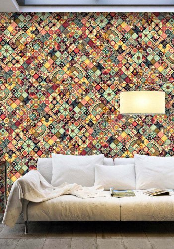 Fototapet fra Artgeist XXL - Rainbow Mosaic, mulitfarvet print (280x500)