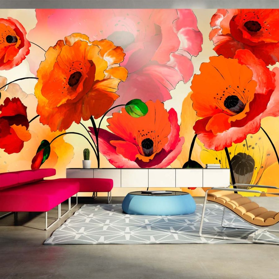 ARTGEIST fototapet XXL - Velvet poppies, multifarvet print (280x500)