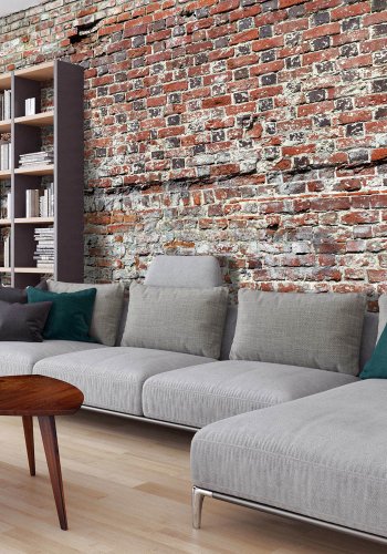 Artgeist fototapet XXL - Red Border, mursten print (280x500)