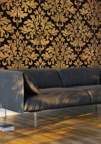 Artgeist fototapet XXL - Golden Baroque, sort og guld print (280x500)