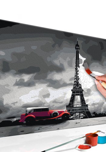 ARTGEIST DIY lrred maleri - Paris, Eiffeltrnet og rd limosine,