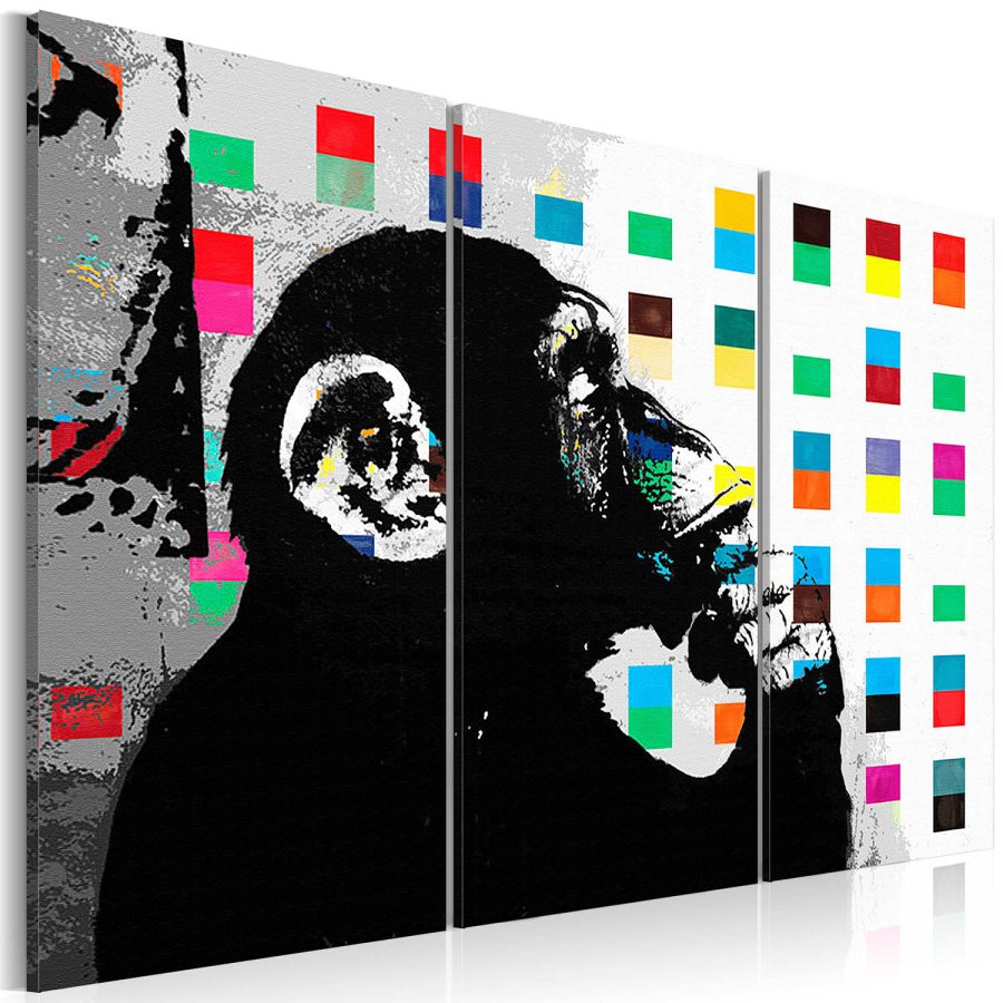 Artgeist billede - The Thinker Monkey by Banksy, p lrred