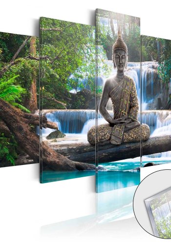 Artgeist billede - Buddha and Waterfall, p plexiglas, to strrelser