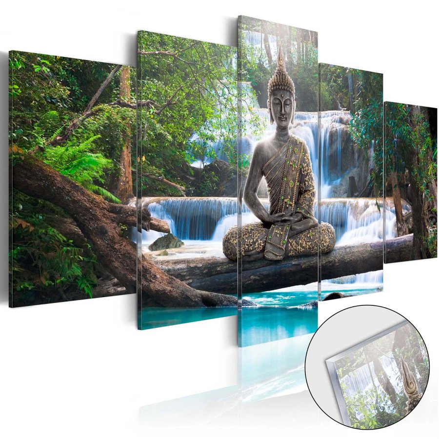 Artgeist billede - Buddha and Waterfall, p plexiglas, to strrelser