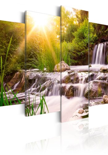 Artgeist billede - Forest Waterfall, p lrred, to strrelser