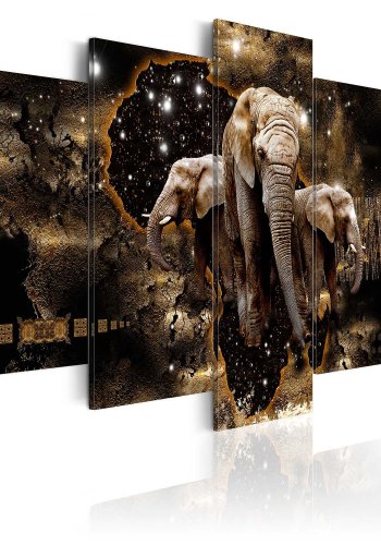 Artgeist Billede af Elefant - Brown Elephants, p lrred (flere strrelser)