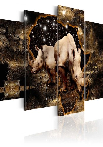 Artgeist billede - Golden Rhino p lrred, to strrelser