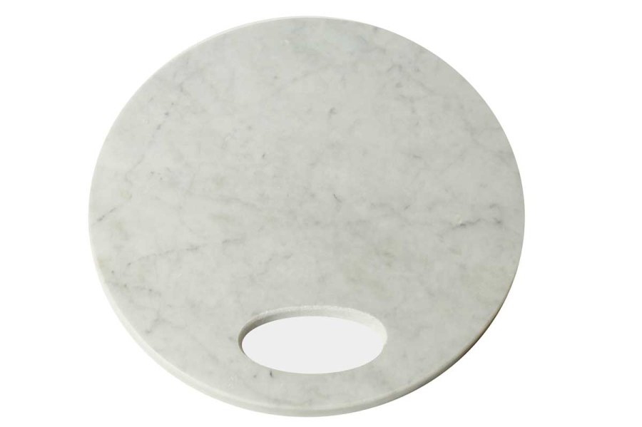 Skrebrt - gr marmor, rundt, stor