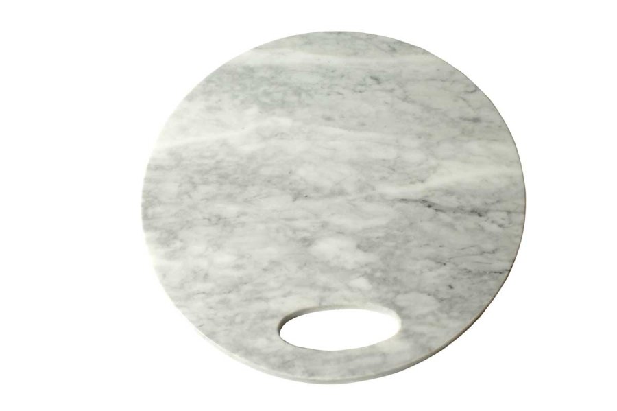 Skrebrt - gr marmor, rundt