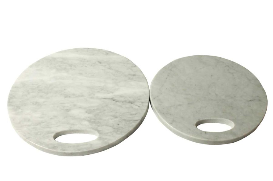 Skrebrt - gr marmor, rundt, stor