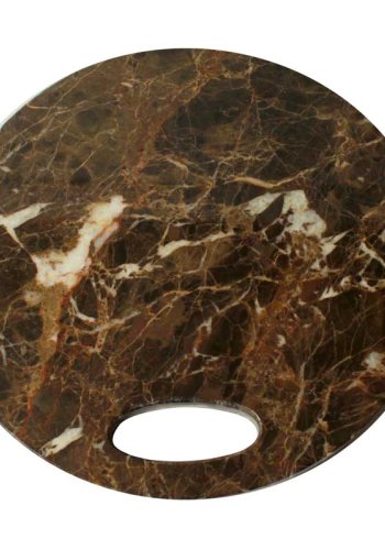 Skrebrt - brun marmor, rundt, stor