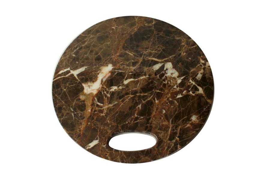 Skrebrt - brun marmor, rundt, stor