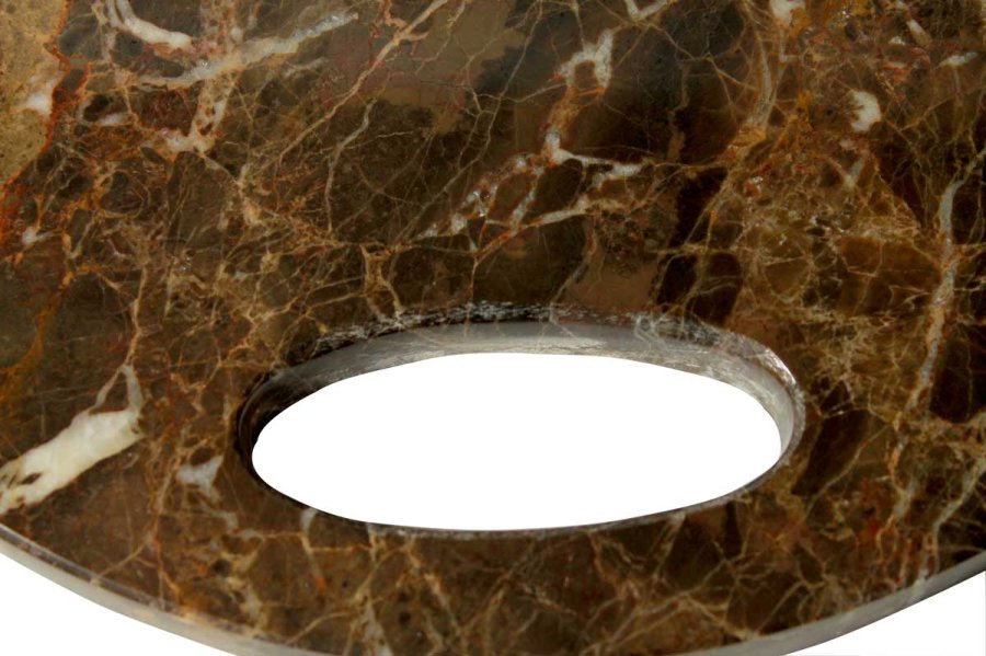 Skrebrt - brun marmor, rundt, stor