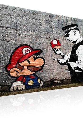 Artgeist Billede - Mario and Cop by Banksy, Lrred