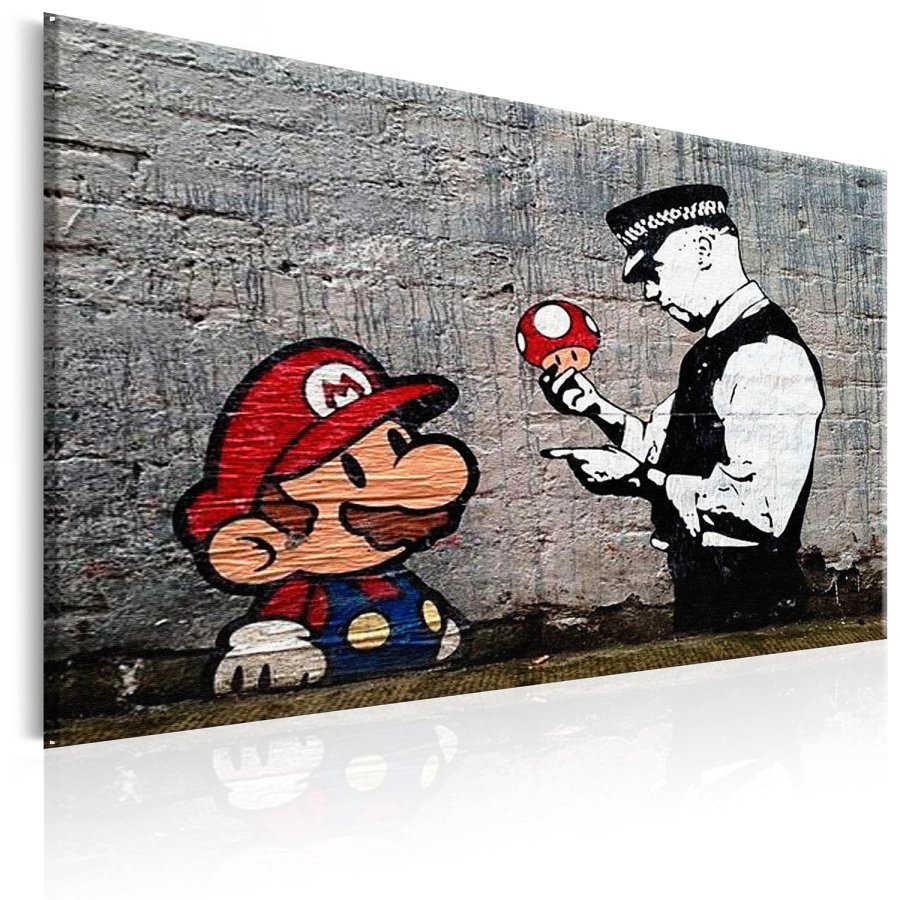 Artgeist Billede - Mario and Cop by Banksy, Lrred