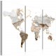 Artgeist Concrete Continents - Verdenskort med beton look trykt p lrred, 3-delt - Flere strrelser