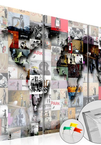 Artgeist verdenskort - Modern World's Map trykt p kork, 3-delt - flere strrelser