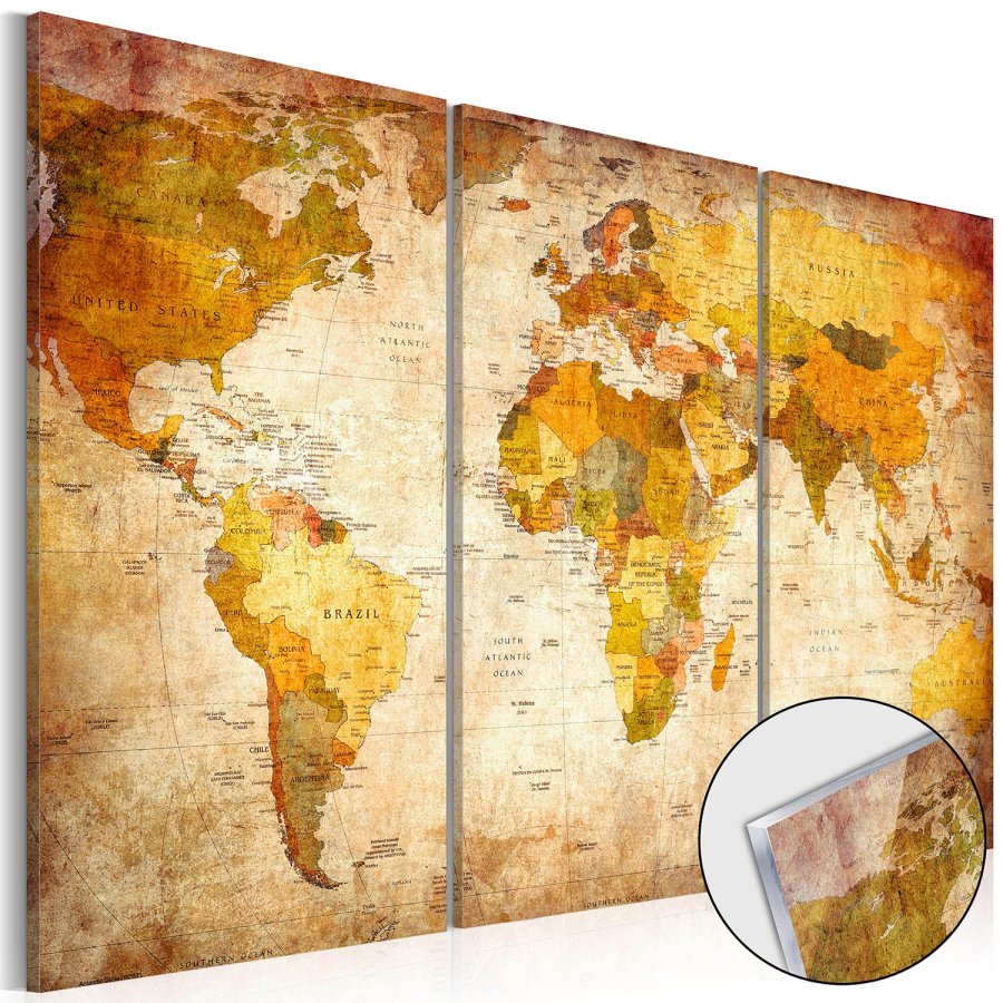 Artgeist verdenskort - Antique Journeys plexiglas billede, 3-delt - flere strrelser