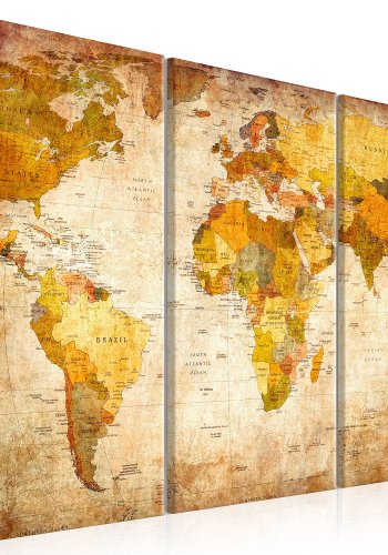 Artgeist Antique Travel - Antikt verdenskort trykt p lrred, 3-delt - Flere strrelser