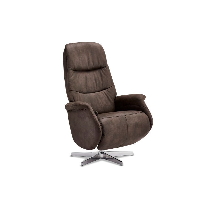 Delta recliner stol - brun-gr stof, m. armln