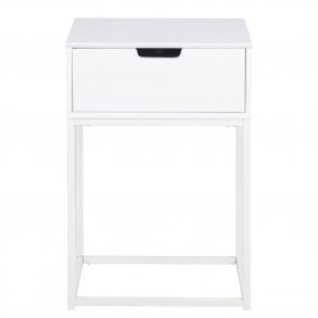 ACT NORDIC Rektangulr Mitra natbord m. 1 skuffe -  hvid tr og metal (40x30) 