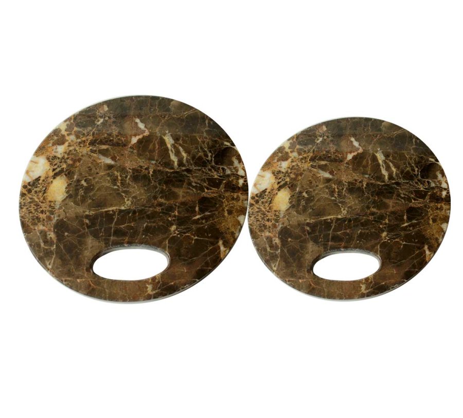 Skrebrt - brun marmor, rundt