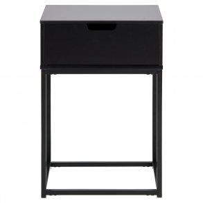ACT NORDIC Rektangulr Mitra natbord m. 1 skuffe - sort tr og metal (40x30) 