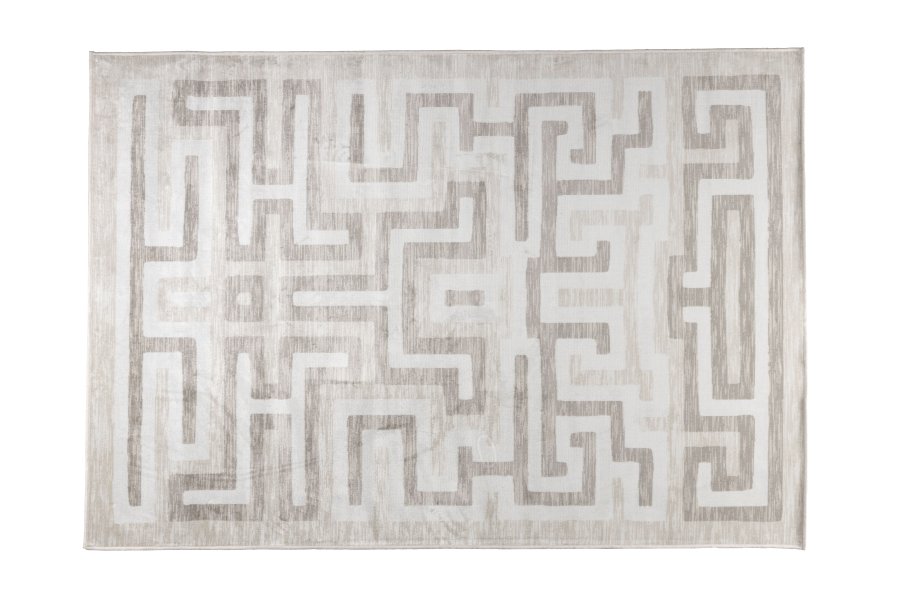 WHITE LABEL LIVING Labyrintho gulvtppe, rektangulr - beige polyester/bomuld (140x200)