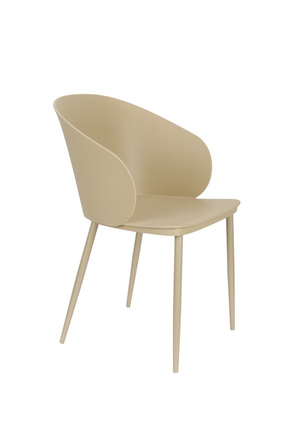 WHITE LABEL LIVING Gigi spisebordsstol, m. armln - beige plastik og stl