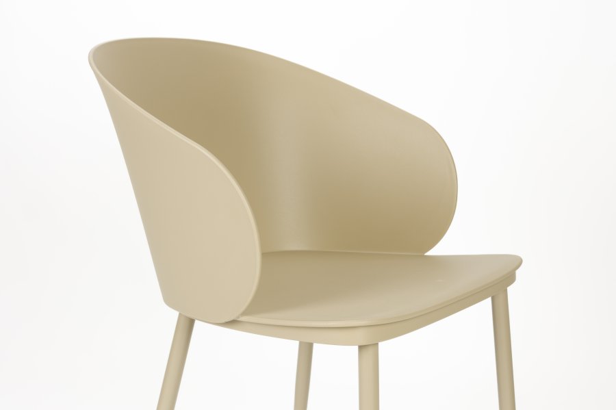 WHITE LABEL LIVING Gigi spisebordsstol, m. armln - beige plastik og stl