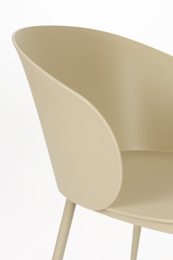 WHITE LABEL LIVING Gigi spisebordsstol, m. armln - beige plastik og stl