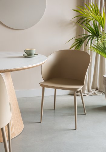 WHITE LABEL LIVING Gigi spisebordsstol, m. armln - beige plastik og stl
