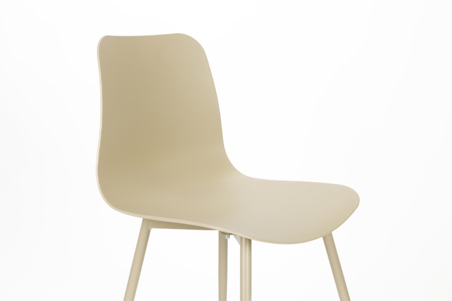 WHITE LABEL LIVING Leon spisebordsstol - beige plastik og stl
