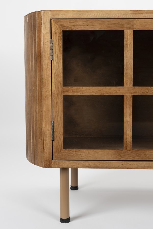 WHITE LABEL LIVING Yaz TV-bord, Lav, m. 2 lger og 1 hylde - brun gummitr (150x38)