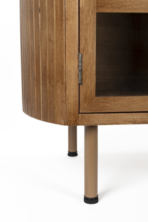 WHITE LABEL LIVING Yaz TV-bord, Lav, m. 2 lger og 1 hylde - brun gummitr (150x38)