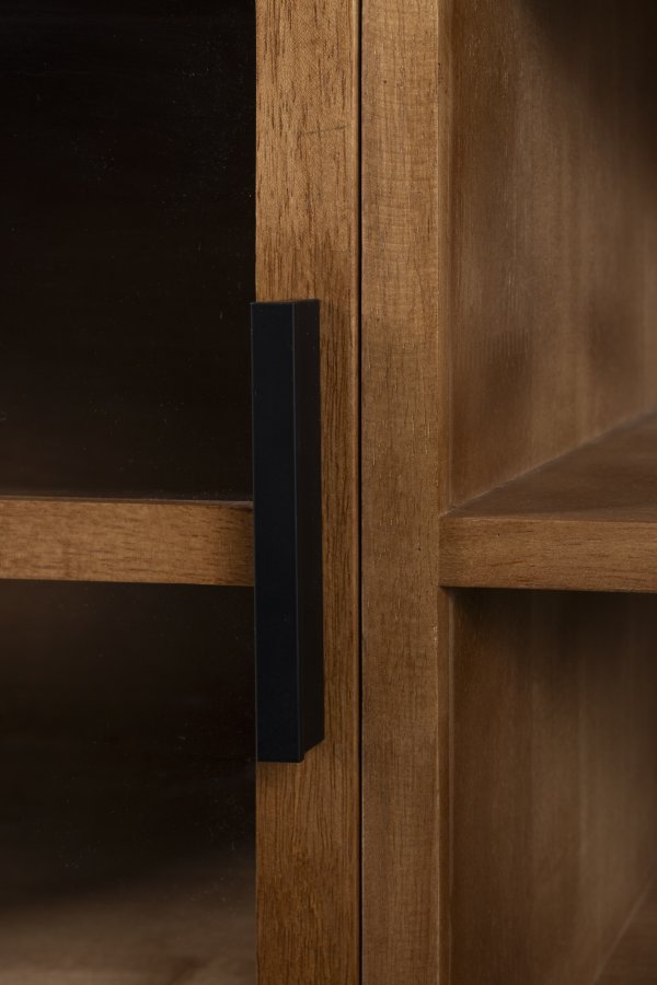 WHITE LABEL LIVING Yaz TV-bord, Lav, m. 2 lger og 1 hylde - brun gummitr (150x38)