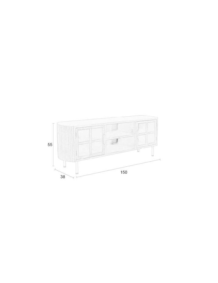 WHITE LABEL LIVING Yaz TV-bord, Lav, m. 2 lger og 1 hylde - brun gummitr (150x38)