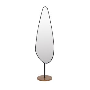 WHITE LABEL LIVING Dropz gulvspejl - spejlglas og sort jern (135x40)