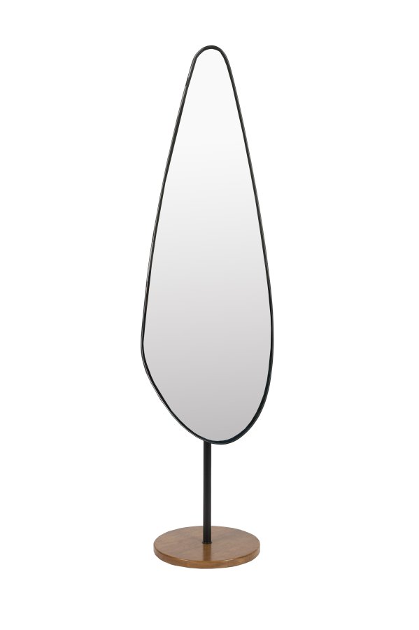 WHITE LABEL LIVING Dropz gulvspejl - spejlglas og sort jern (135x40)