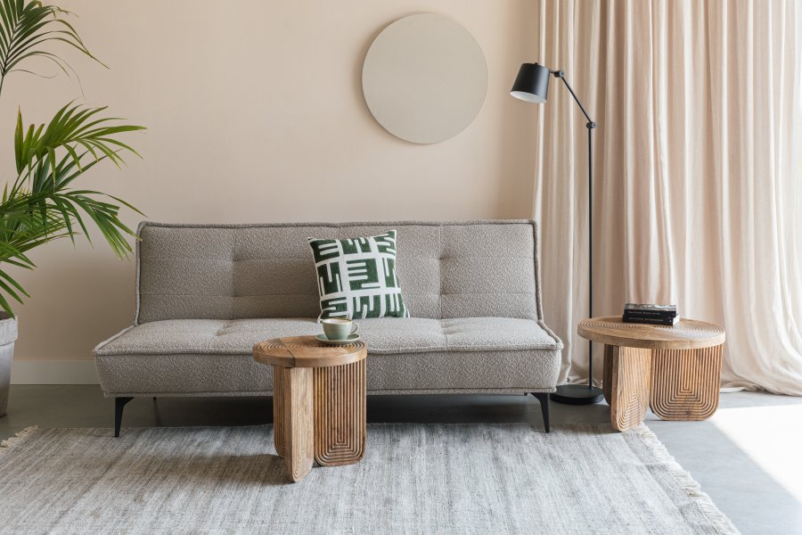 WHITE LABEL LIVING Cielke sovesofa - beige polyester og fyrretr