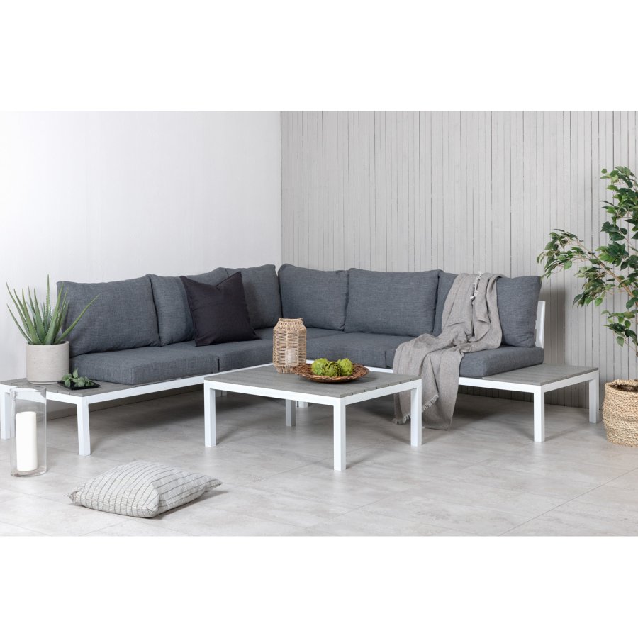 VENTURE DESIGN Odense sofast - gr hynder, gr aintwood og hvid aluminium