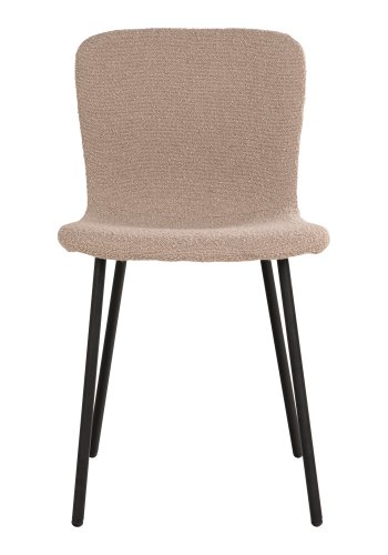 HOUSE NORDIC Halden spisebordsstol - beige bouclé stof og sort metal