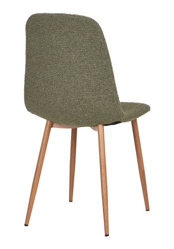 HOUSE NORDIC Stockholm spisebordsstol - mrkegrn bouclé stof og stl med trlook