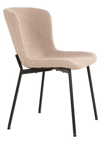HOUSE NORDIC Maceda spisebordsstol - beige bouclé stof og sort stl