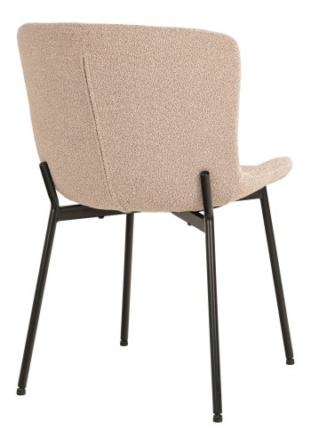 HOUSE NORDIC Maceda spisebordsstol - beige bouclé stof og sort stl